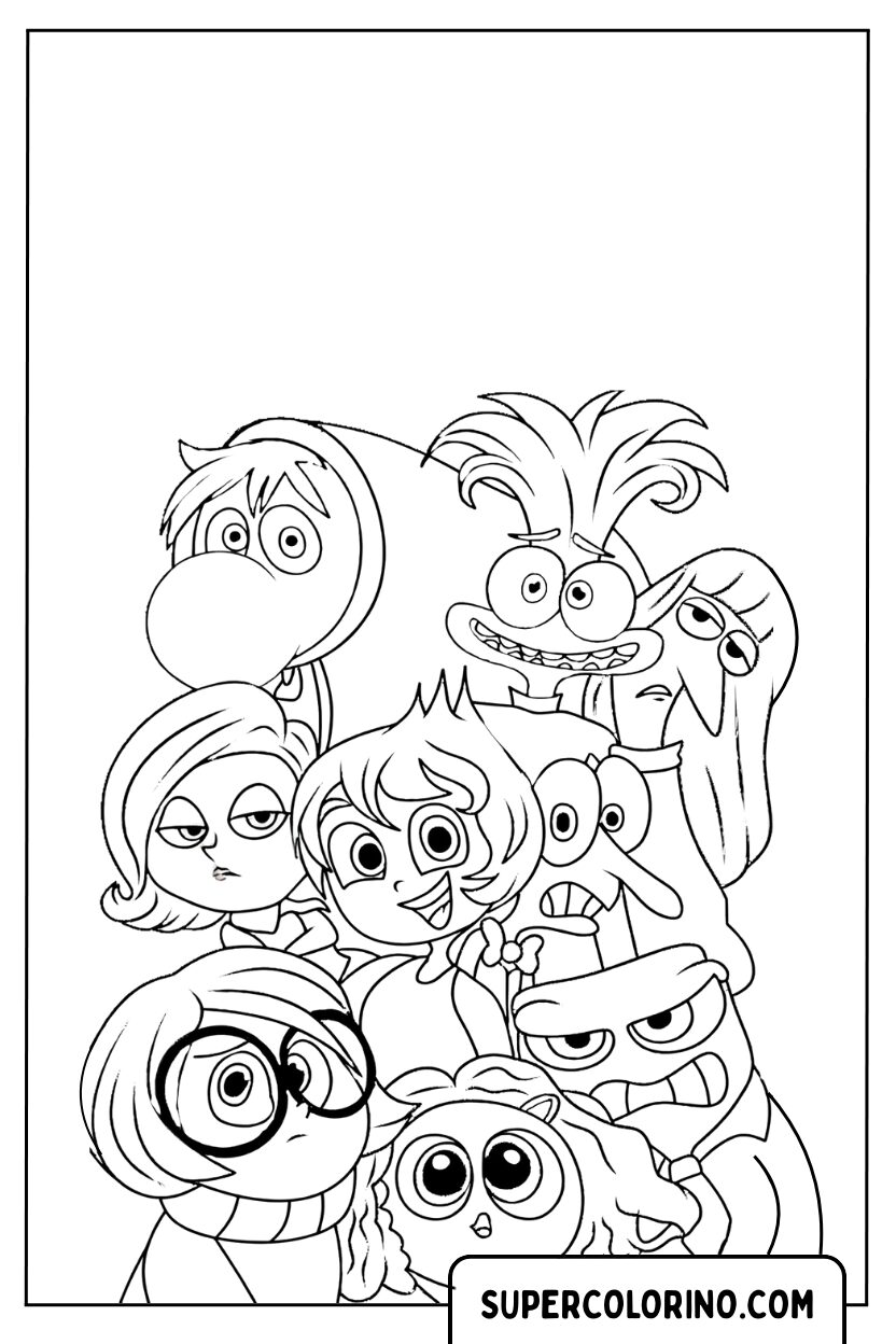Malvorlage der Gruppe begeisterter Inside Out alter Emotionen