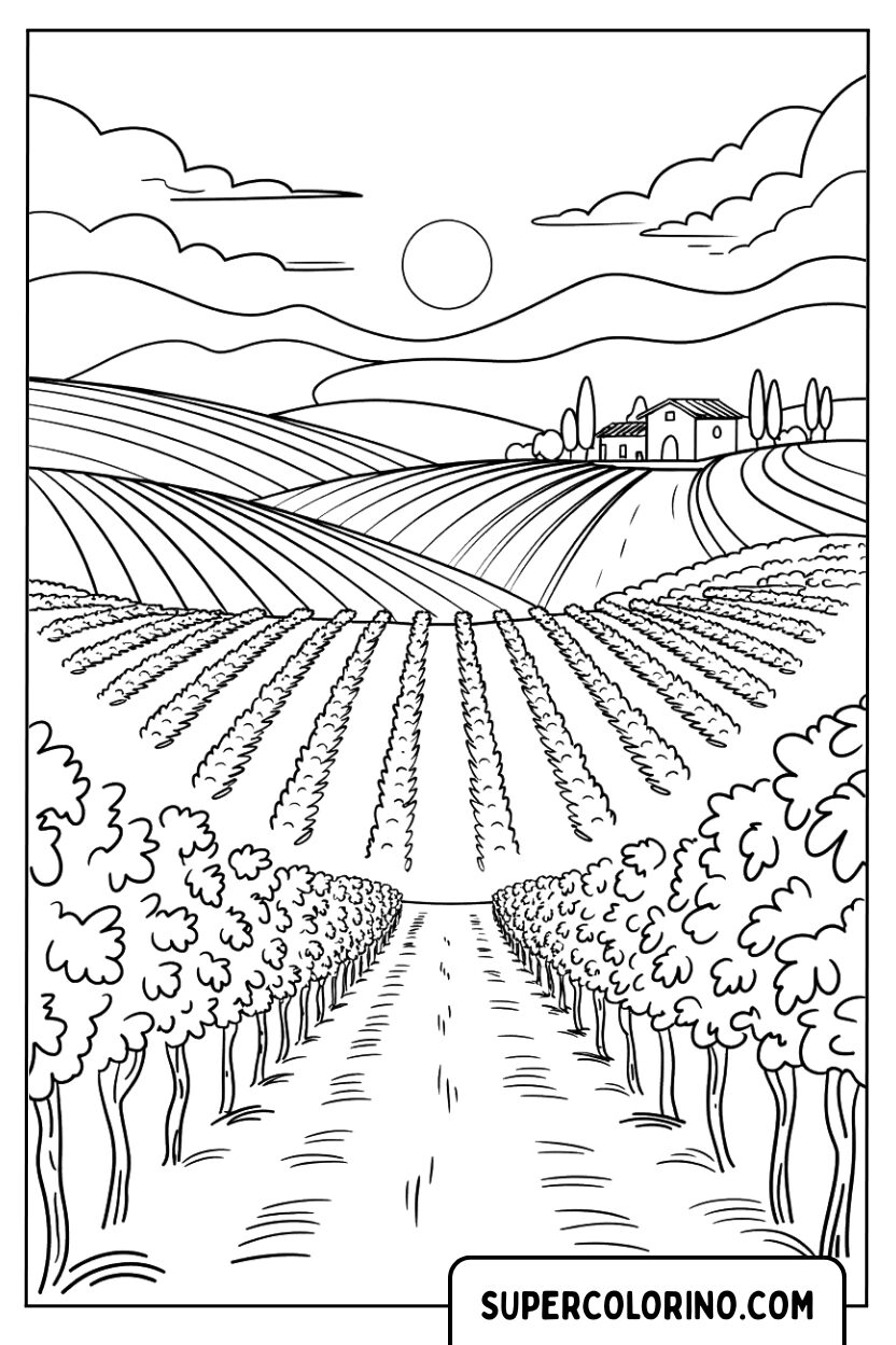Malvorlage Italienischer Weinberg
