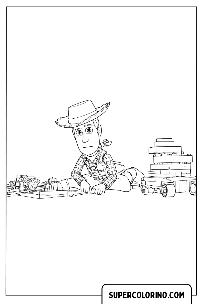 Malvorlage von Woody nachdenklich