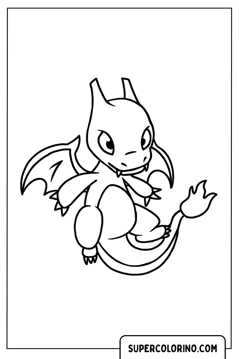 Tekening van gevleugelde Charizard