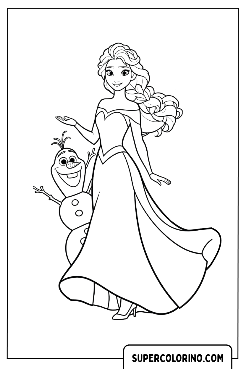 Malvorlage Elsa und Olaf