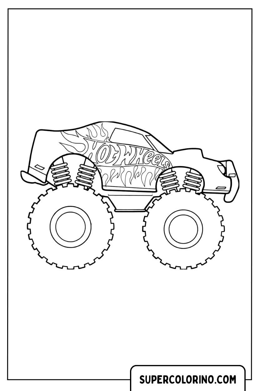 Disegno di monster truck con carrozzeria dettagliata da colorare