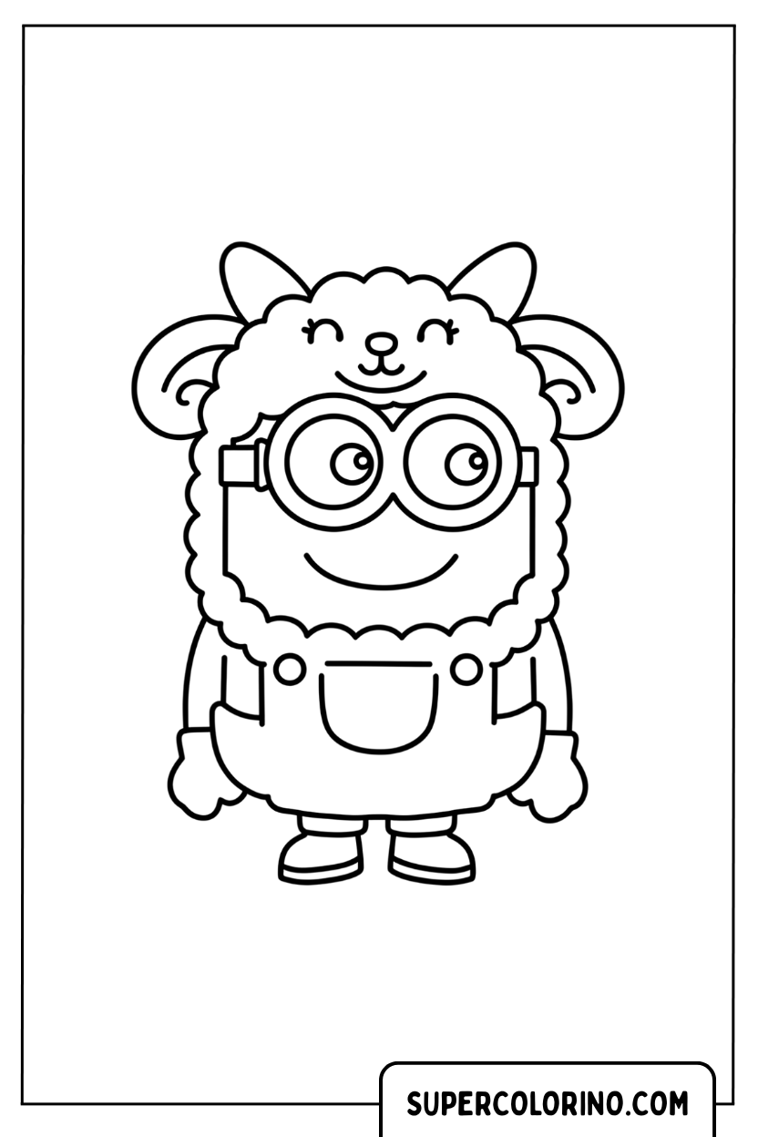 Disegno di un Minion in costume da pecorella da colorare