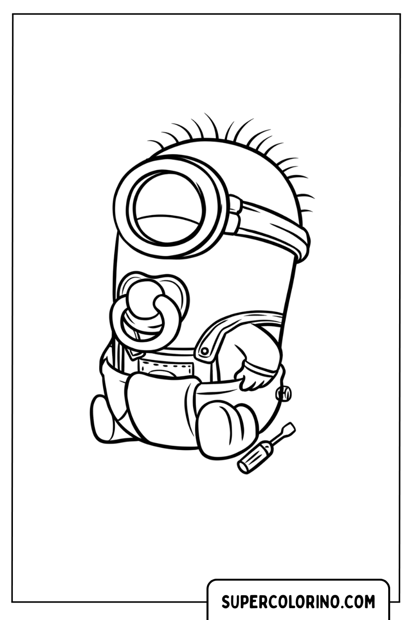 Disegno di un Minion neonato con ciuccio da colorare