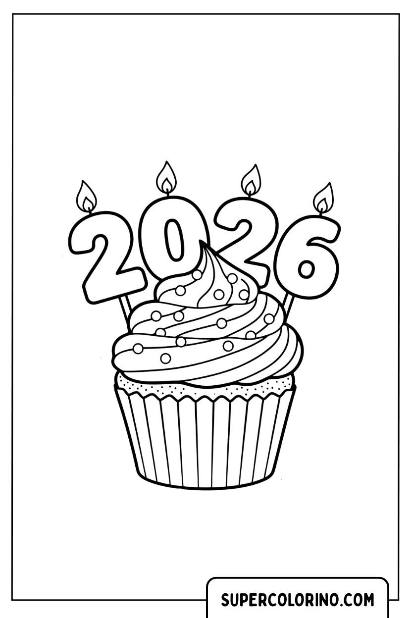Malvorlage eines festlichen Cupcakes mit designo 2026