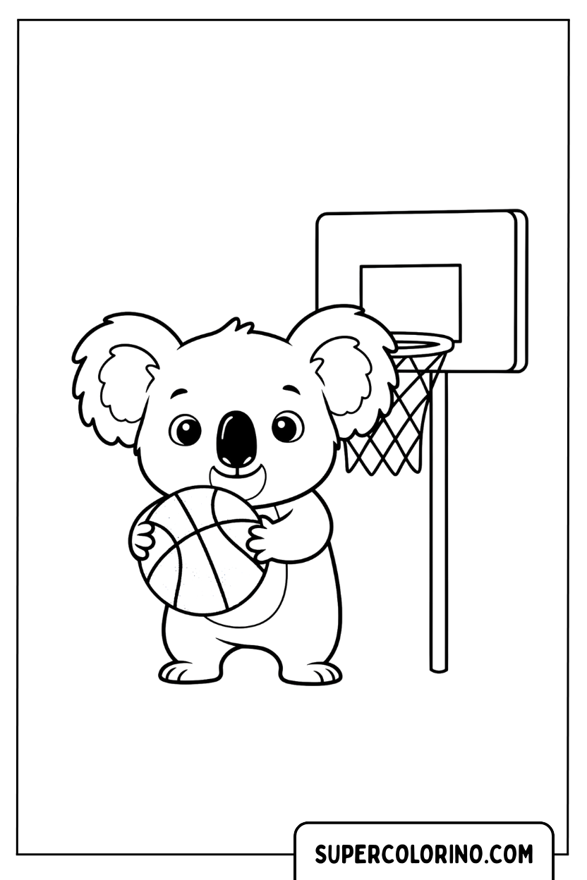 Coloriage d'un joueur de basket-ball koala