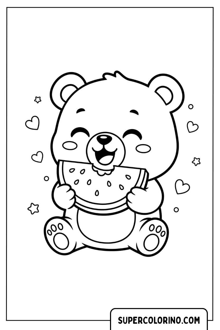 Zeichnung eines kawaii Bären, der l isst
