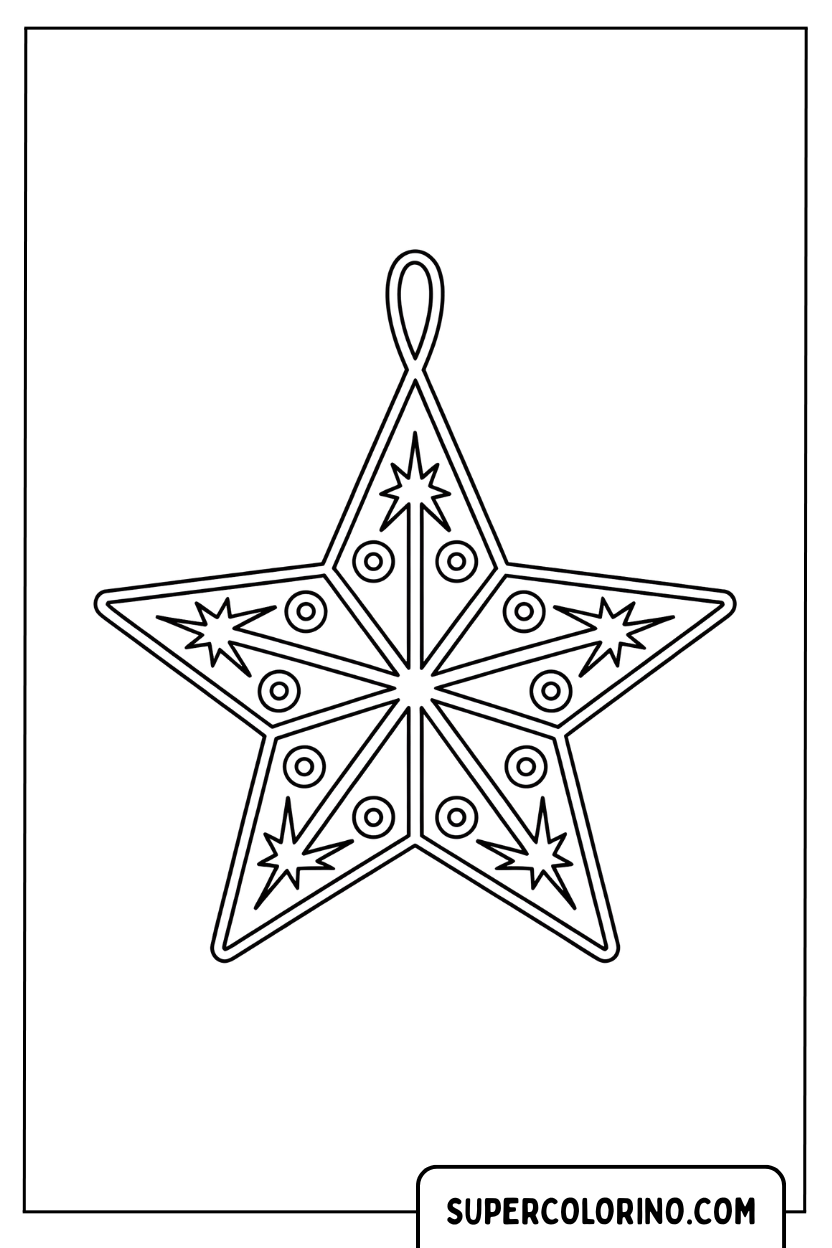 Disegno di una stella brillante con designo a raggiera da colorare