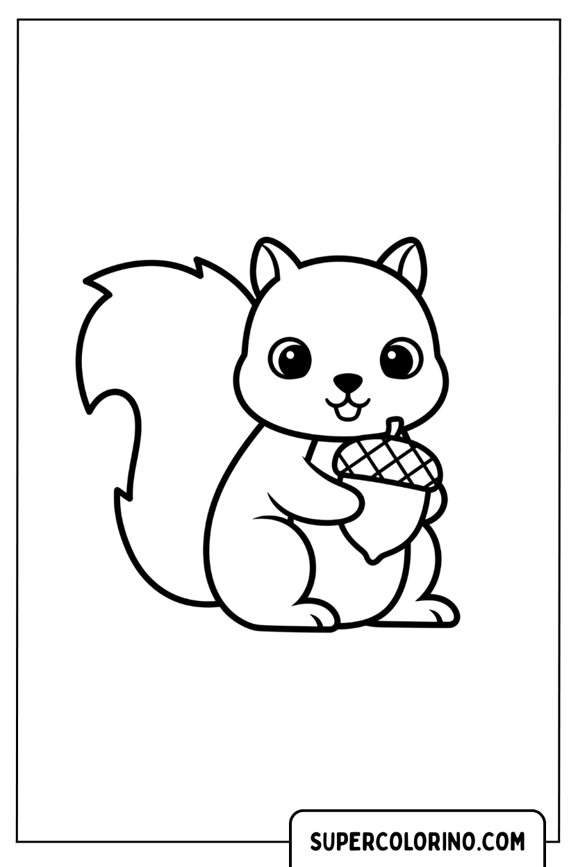 Coloriage simple d'écureuil pour les enfants