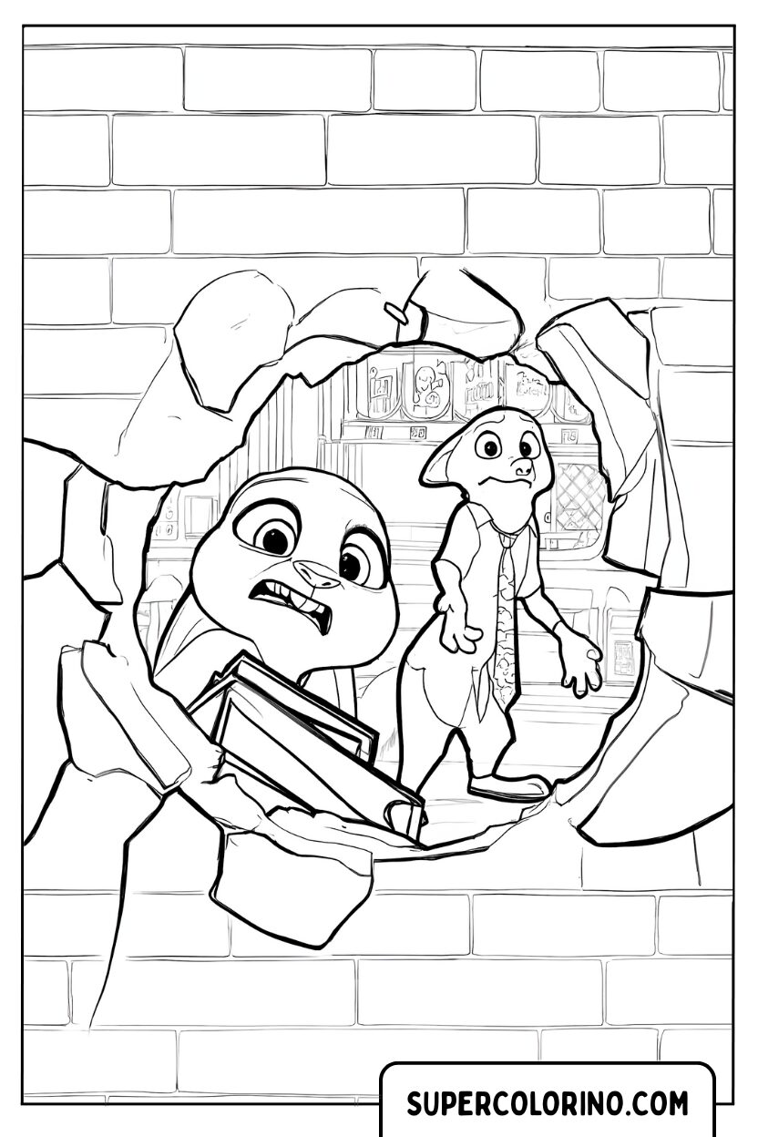 Coloriage Duke Weaselton s'enfuyant dans le tunnel
