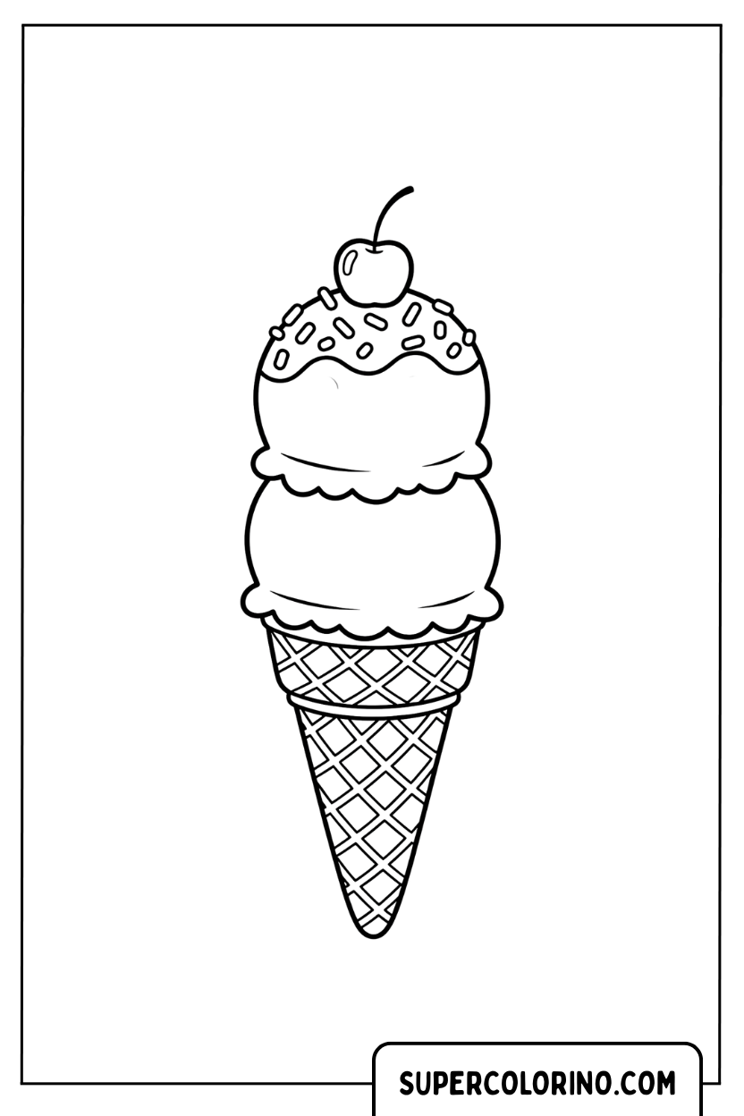 Coloriage de crème glacée Kawaii