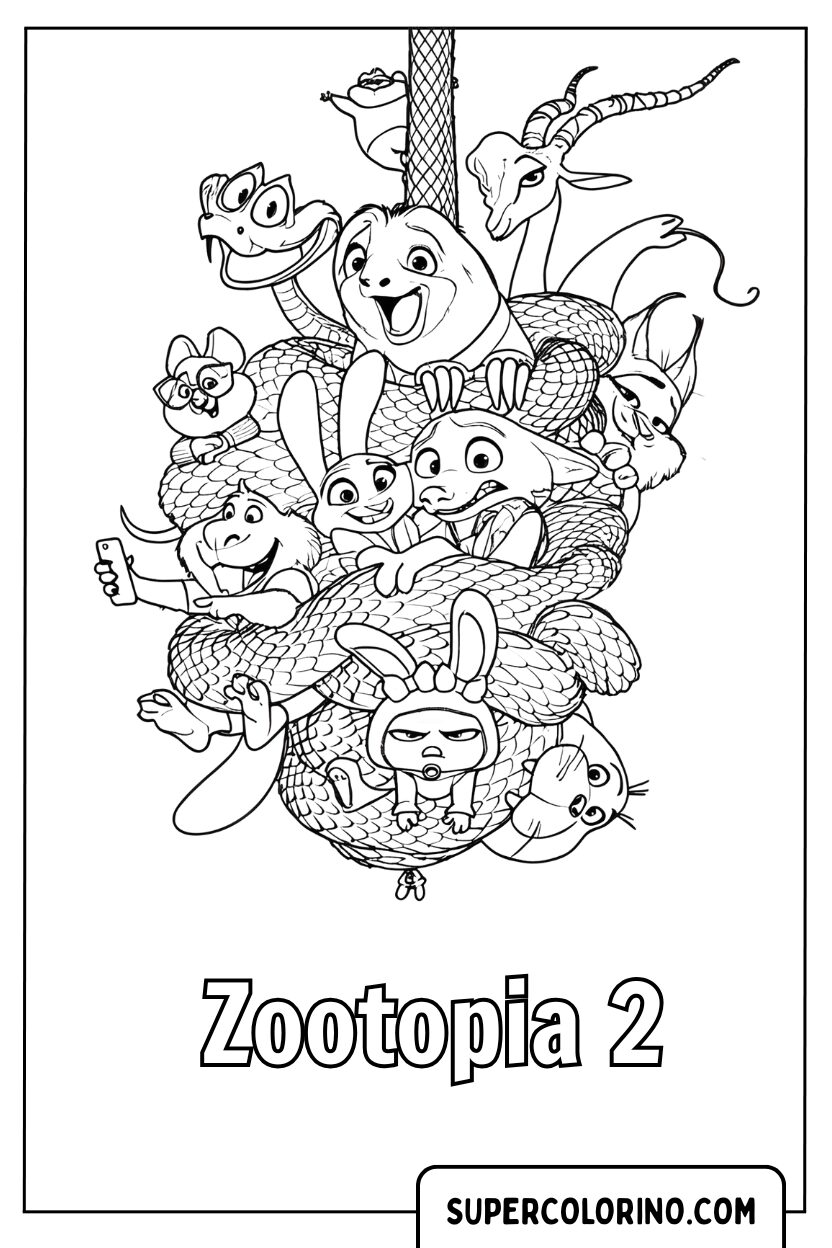 Coloriage Judy Hopps, Nick Wilde et les lapins