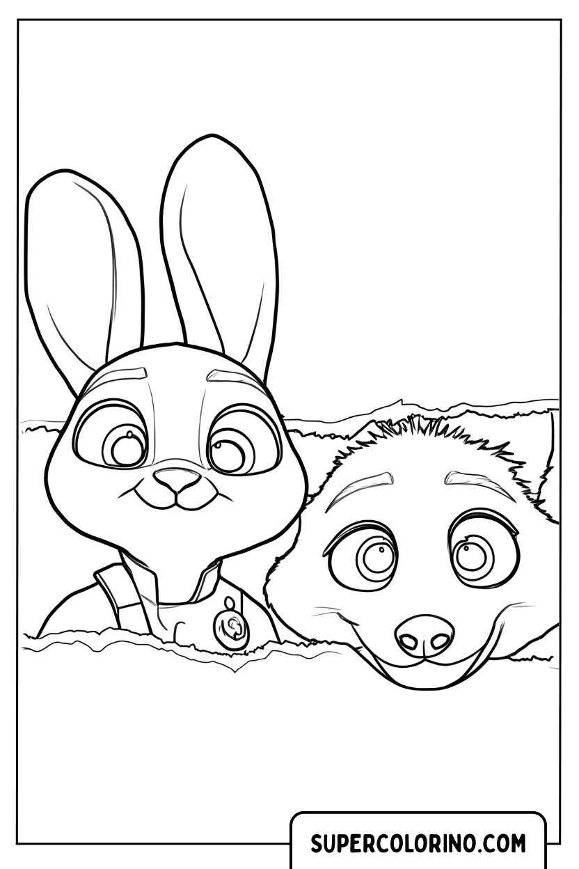 Coloriage - Judy Hopps et Flash Slothmore