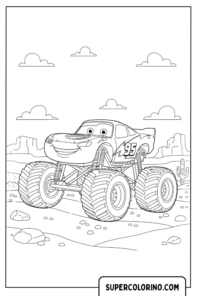 Lightning McQueen Monster Truck Pagina da Colorare