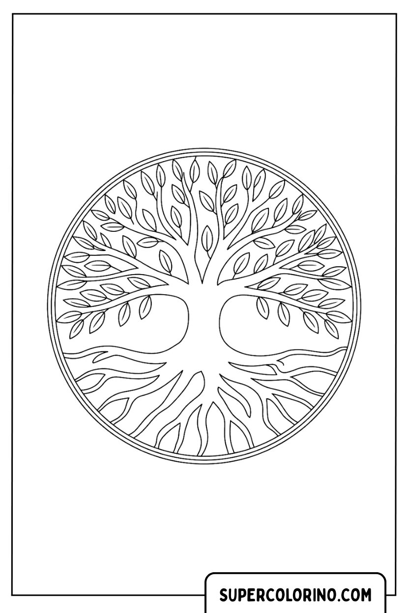 Mandala-Baum des Lebens zum Ausmalen