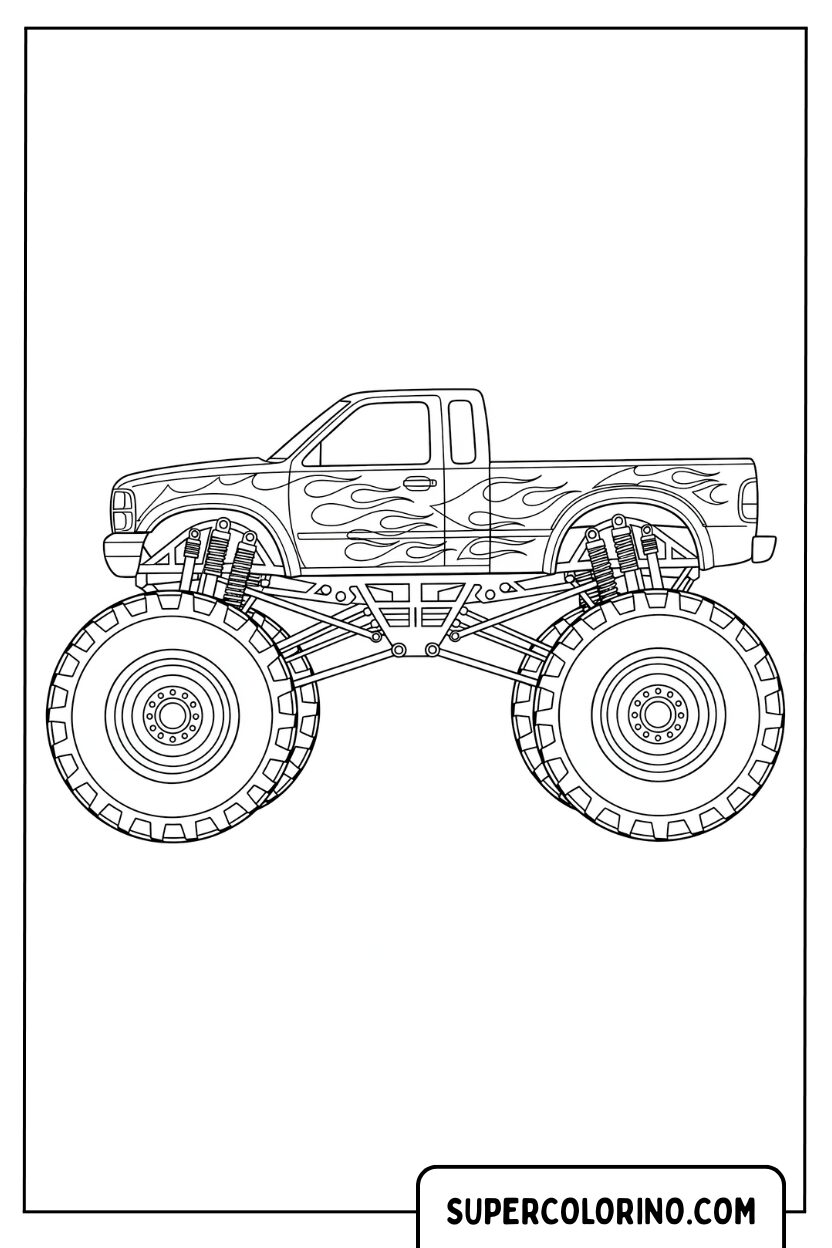 Monster Truck Moderno con Motivo a Strisce Pagina da Colorare