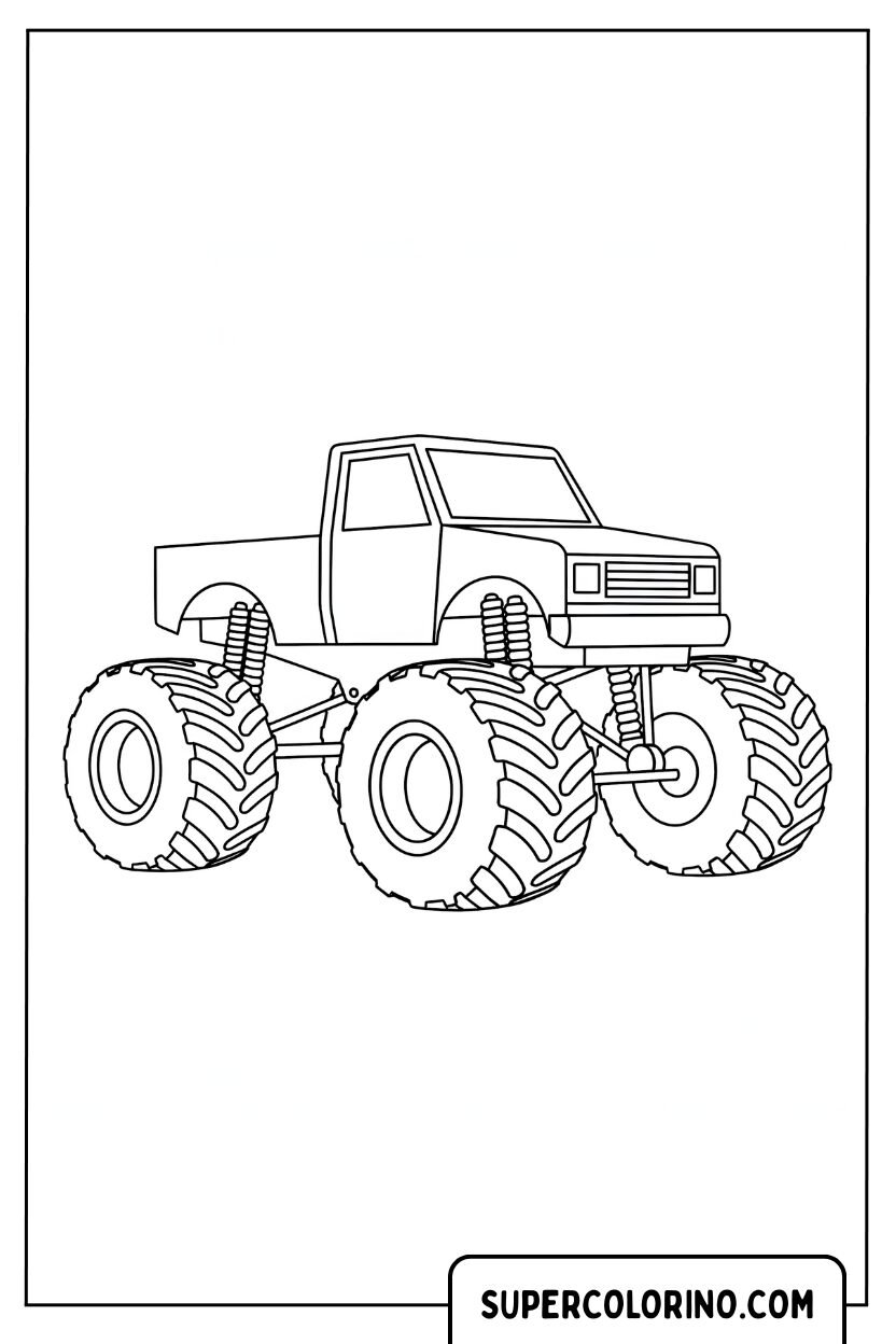 Monster Truck Semplice Contorno Pagina da Colorare