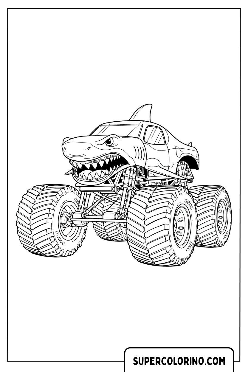 Monster Truck Squalo Pagina da Colorare