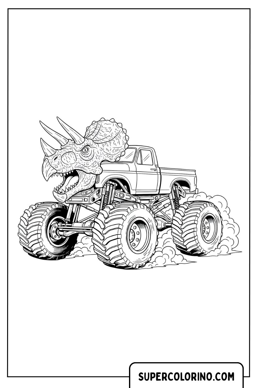 Monster Truck Triceratopo Pagina da Colorare