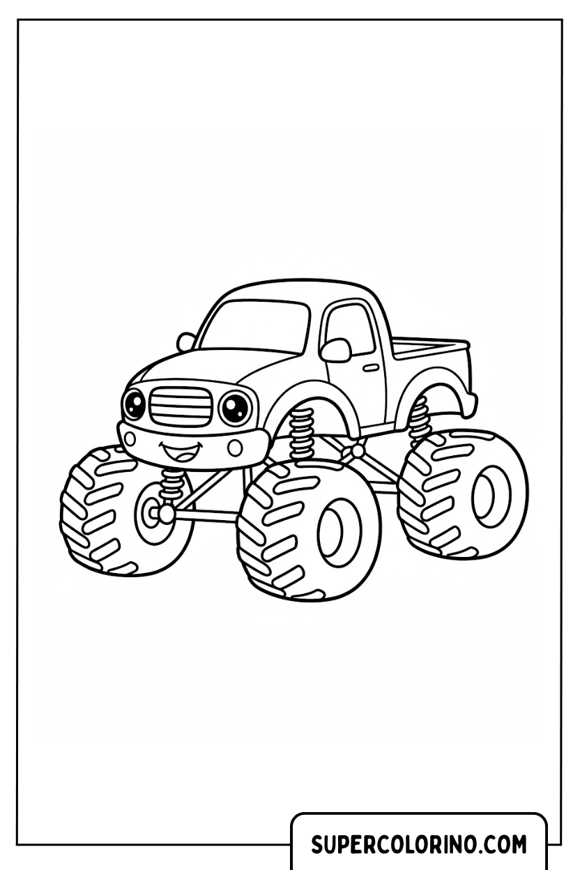 Monster Truck Vintage Carino Pagina da Colorare