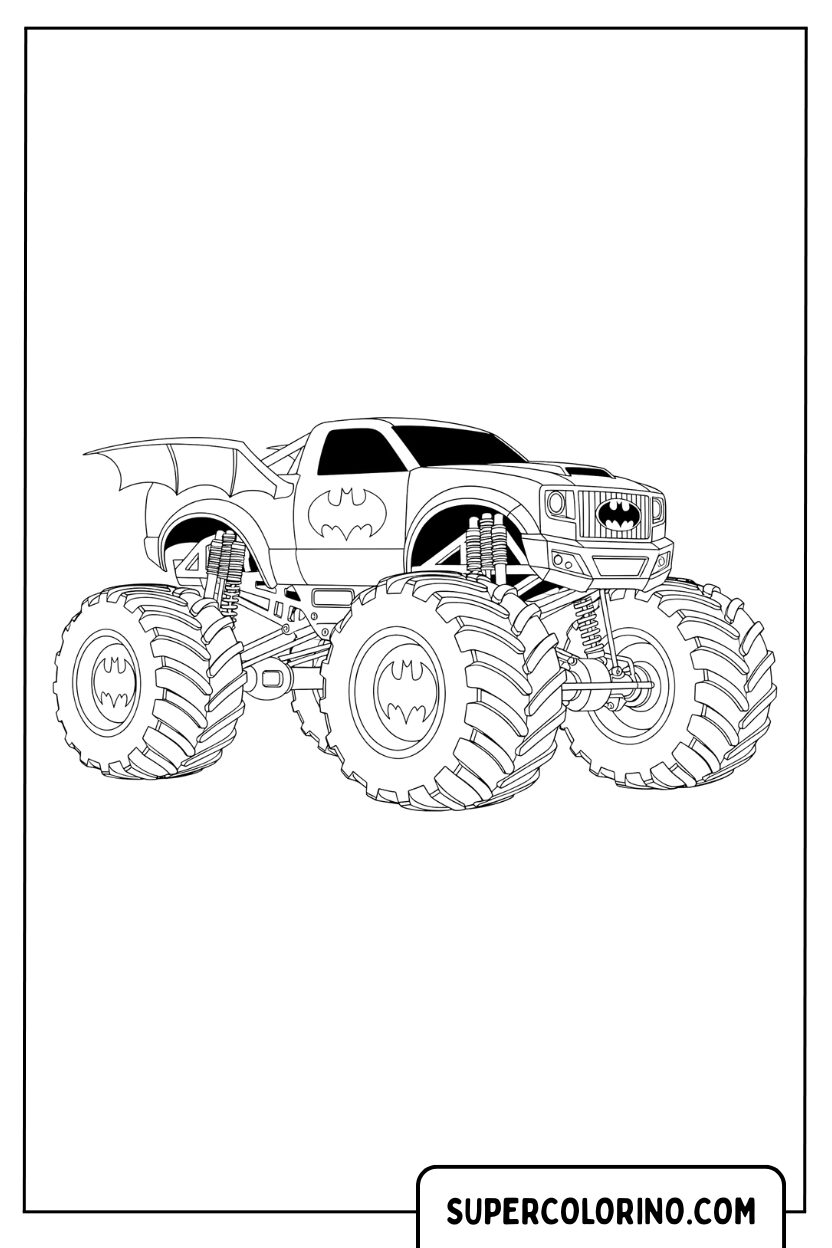 Monster Truck a Tema Pipistrello Pagina da Colorare