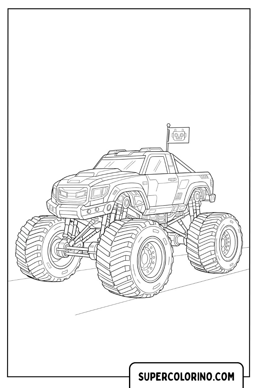 Monster Truck con Bandiera Pagina da Colorare