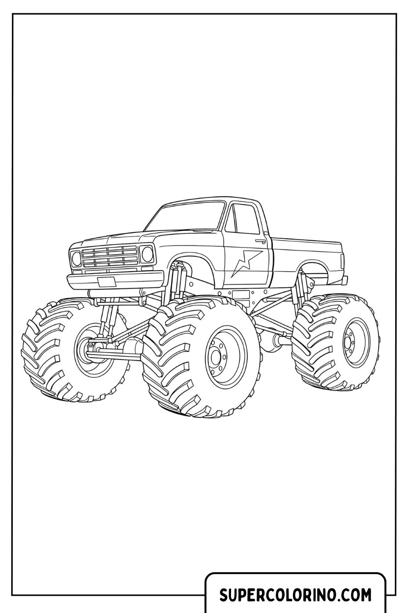 Monster Truck con Sospensioni Alte Pagina da Colorare