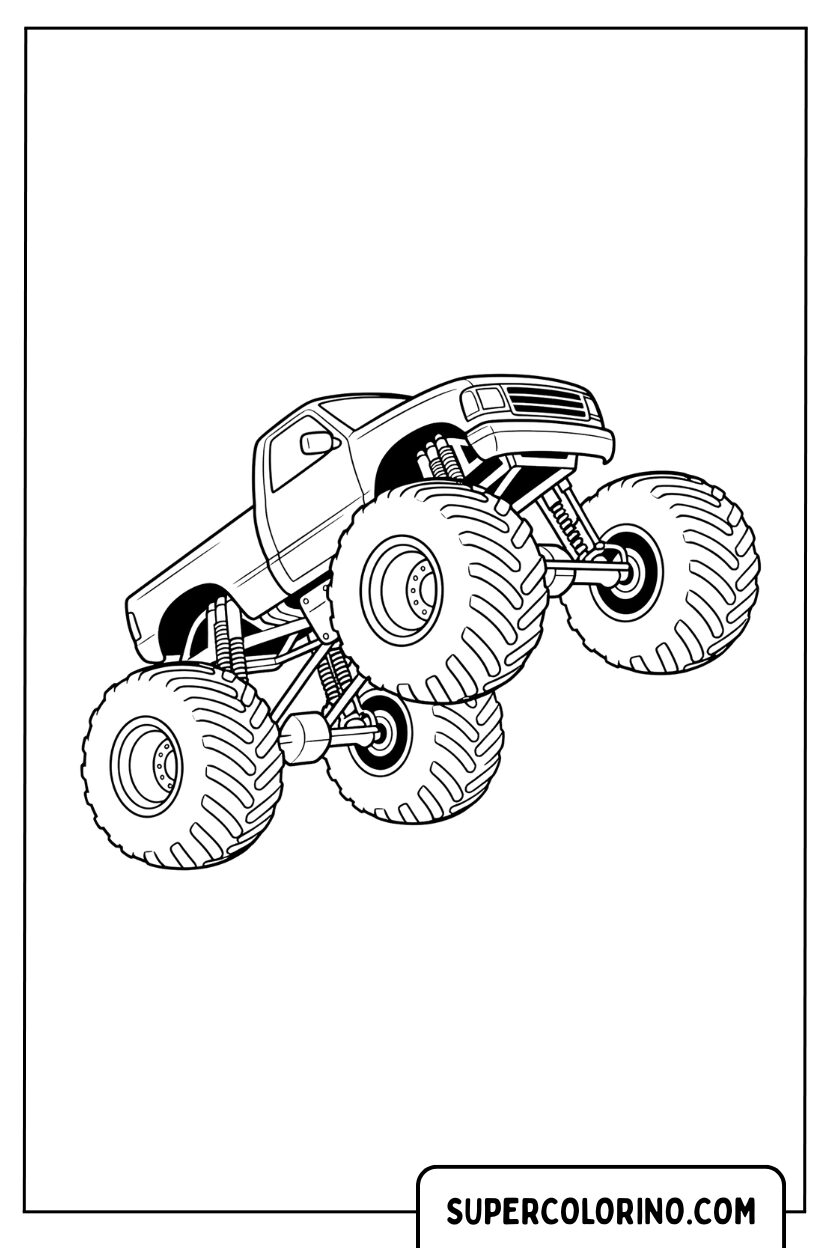 Monster Truck in Salto Pagina da Colorare