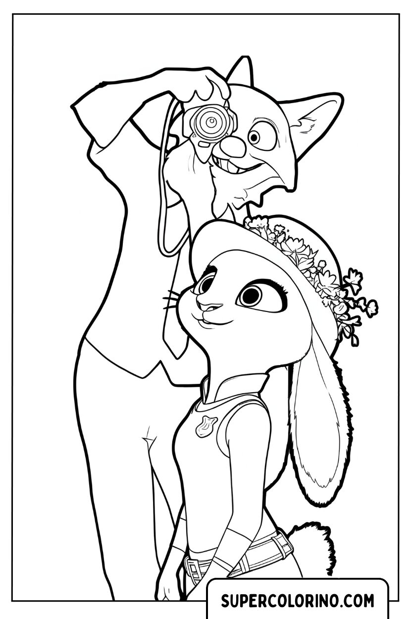 Coloriage Nick Wilde photographie Judy Hopps