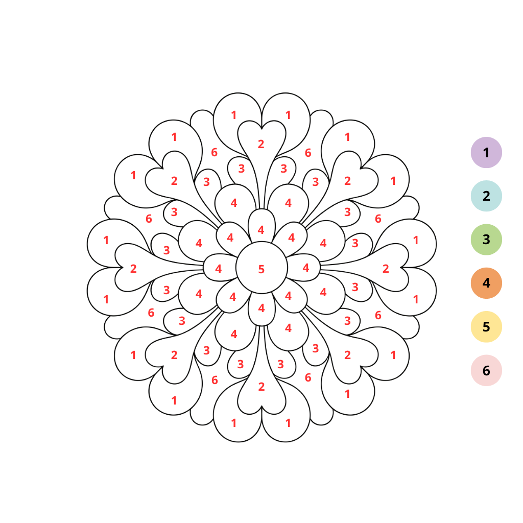 Malvorlage Mandala nach Zahlen