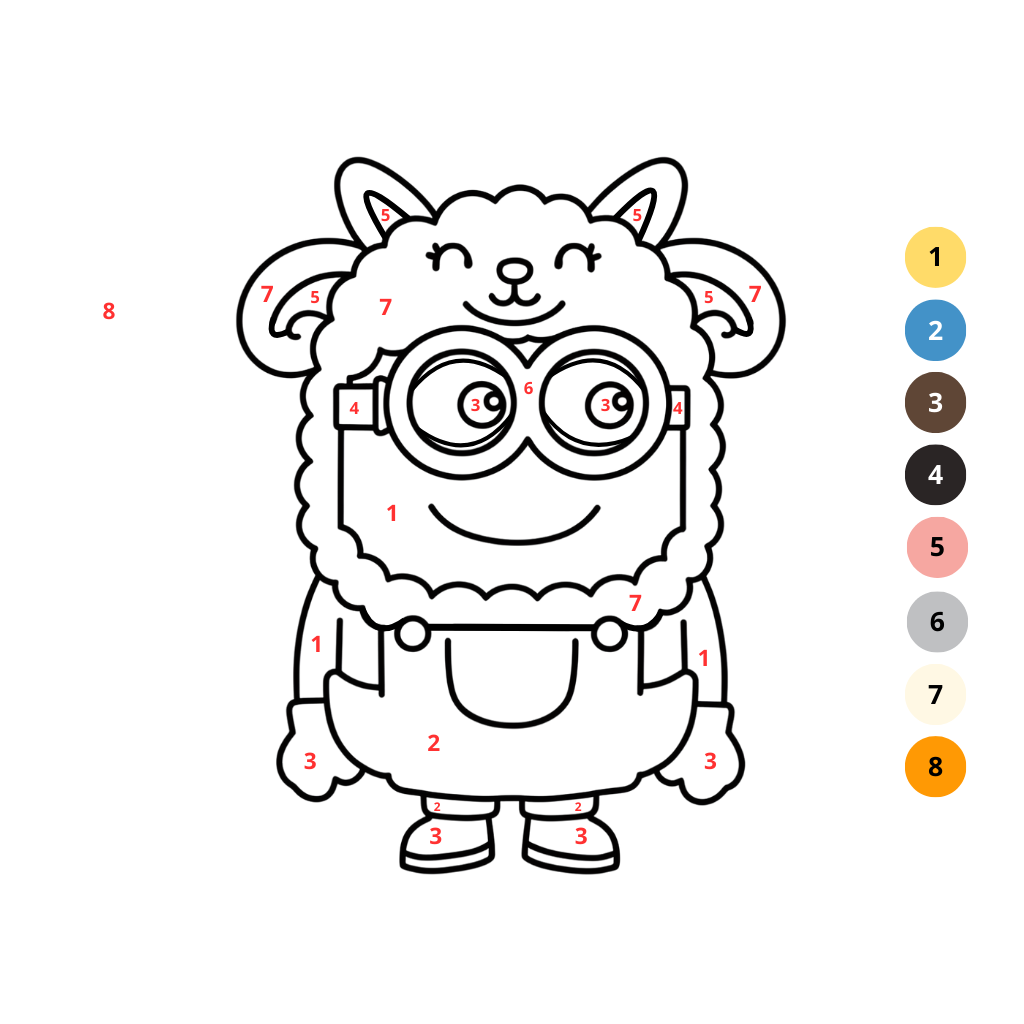 Pagina da colorare numerata dei Minion