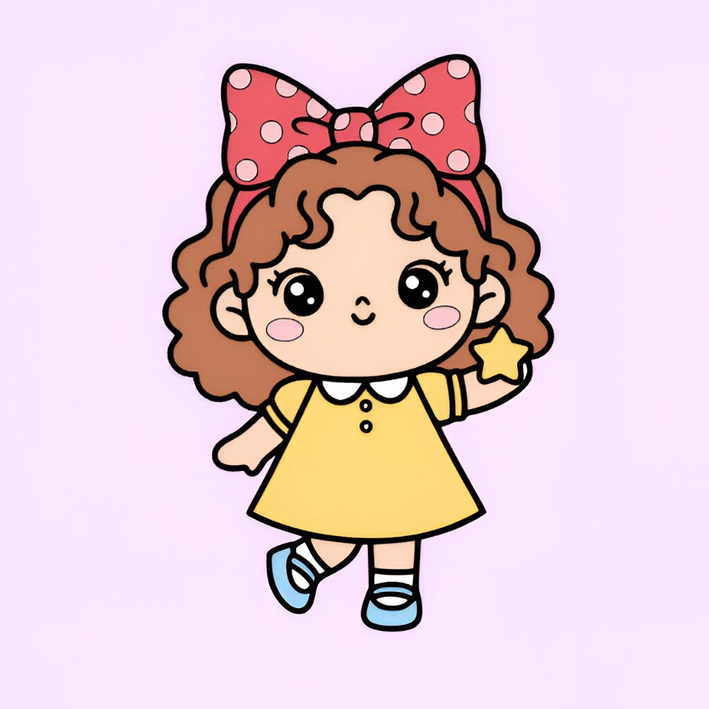 Kawaii Mädchen nummerierte Malseite