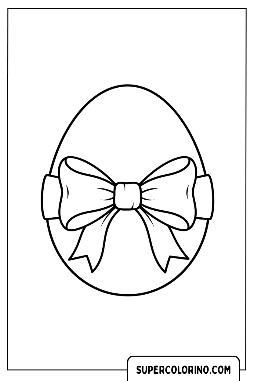 Un œuf de Pâques simple avec un nœud à colorier