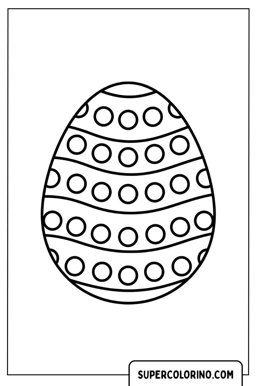 Un œuf de Pâques avec un motif de cercle concentrique à colorier
