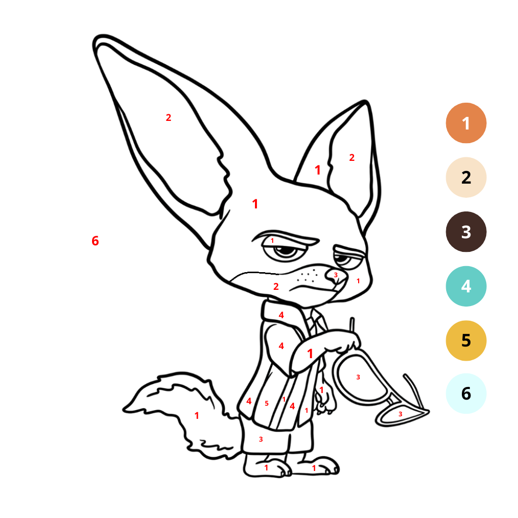 Super adorable Zootopia 2 coloriage par numéro dessin