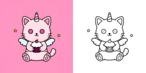 coloriage chat licorne ft