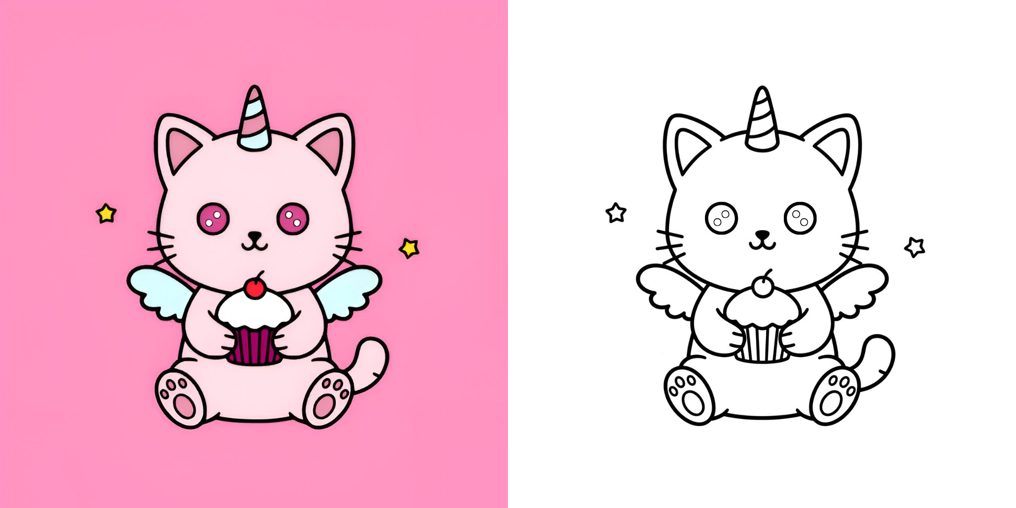 coloriage chat licorne ft