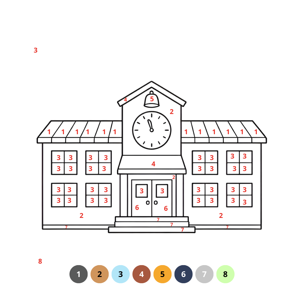 Coloriage par numéros sur un thème scolaire
