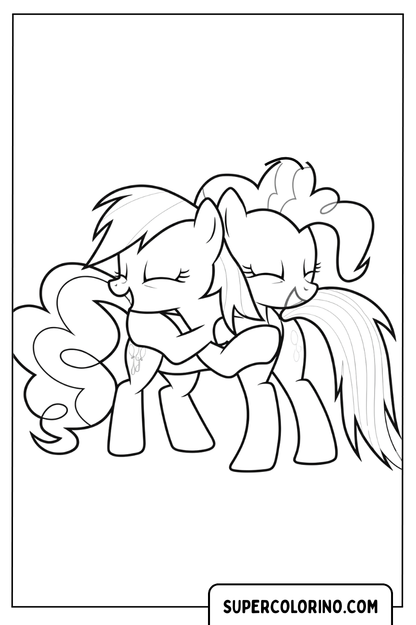 Coloriages Rainbow Dash et Pinkie Pie s'embrassant