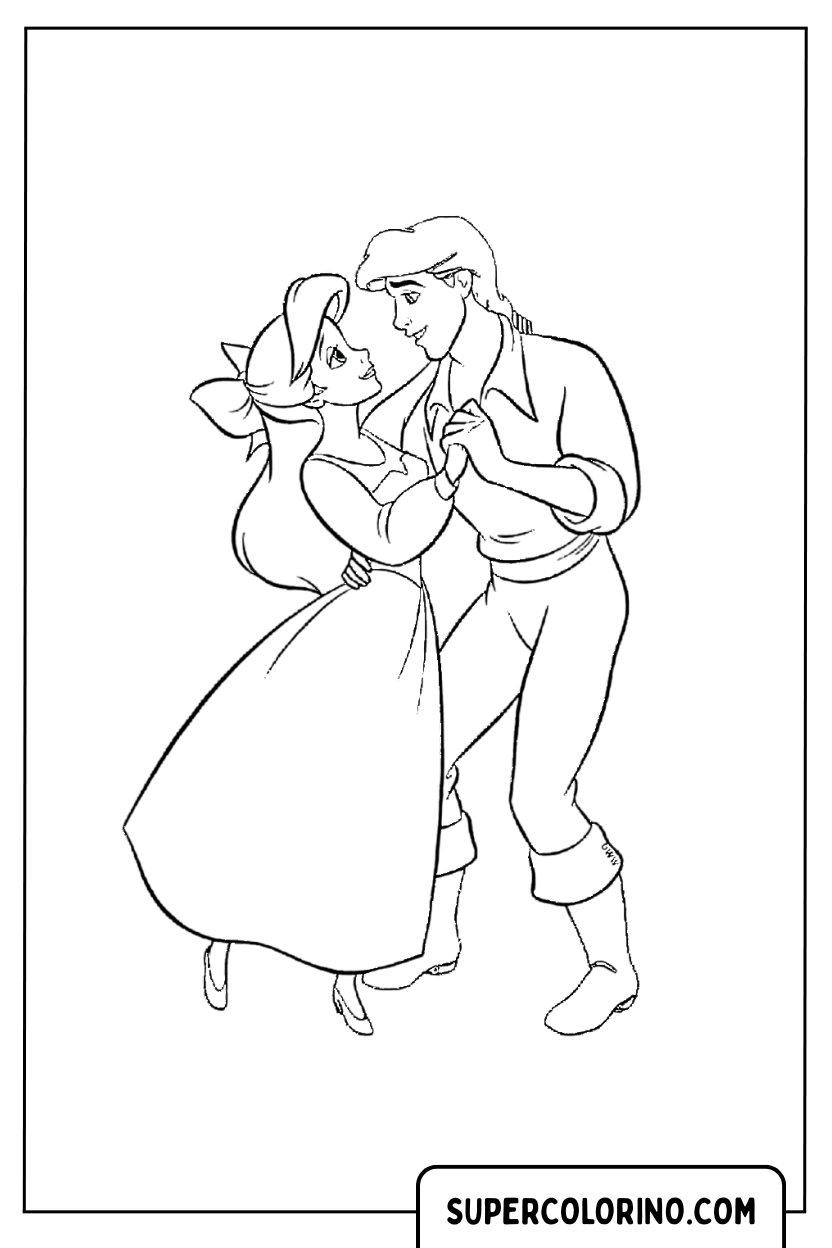 Malvorlage von Ariel und Prinz Eric