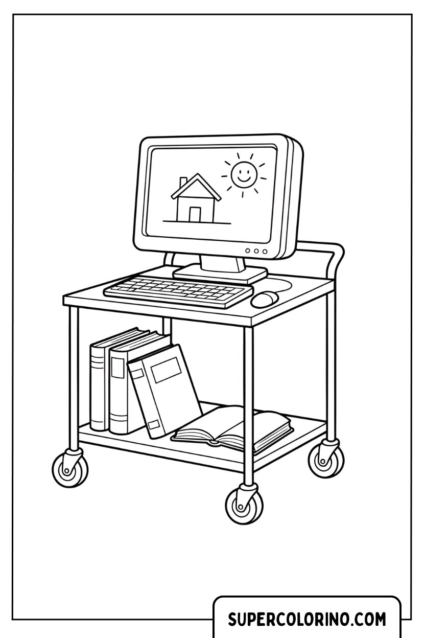 Conception coloriée d’un chariot informatique