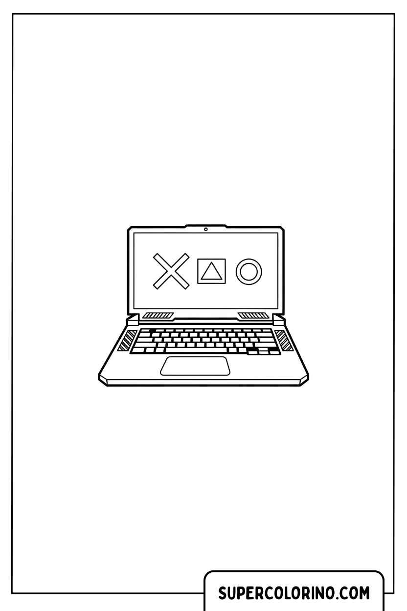 Conception d'un ordinateur portable avec des icônes à colorier