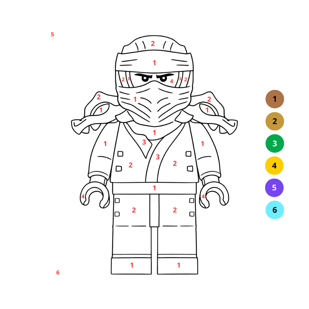 Coloriages Ninjago par numéros