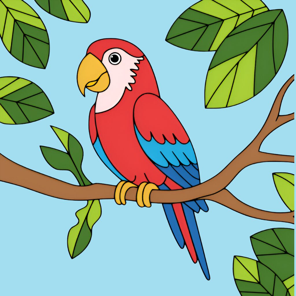Coloriages de perroquets par numéros