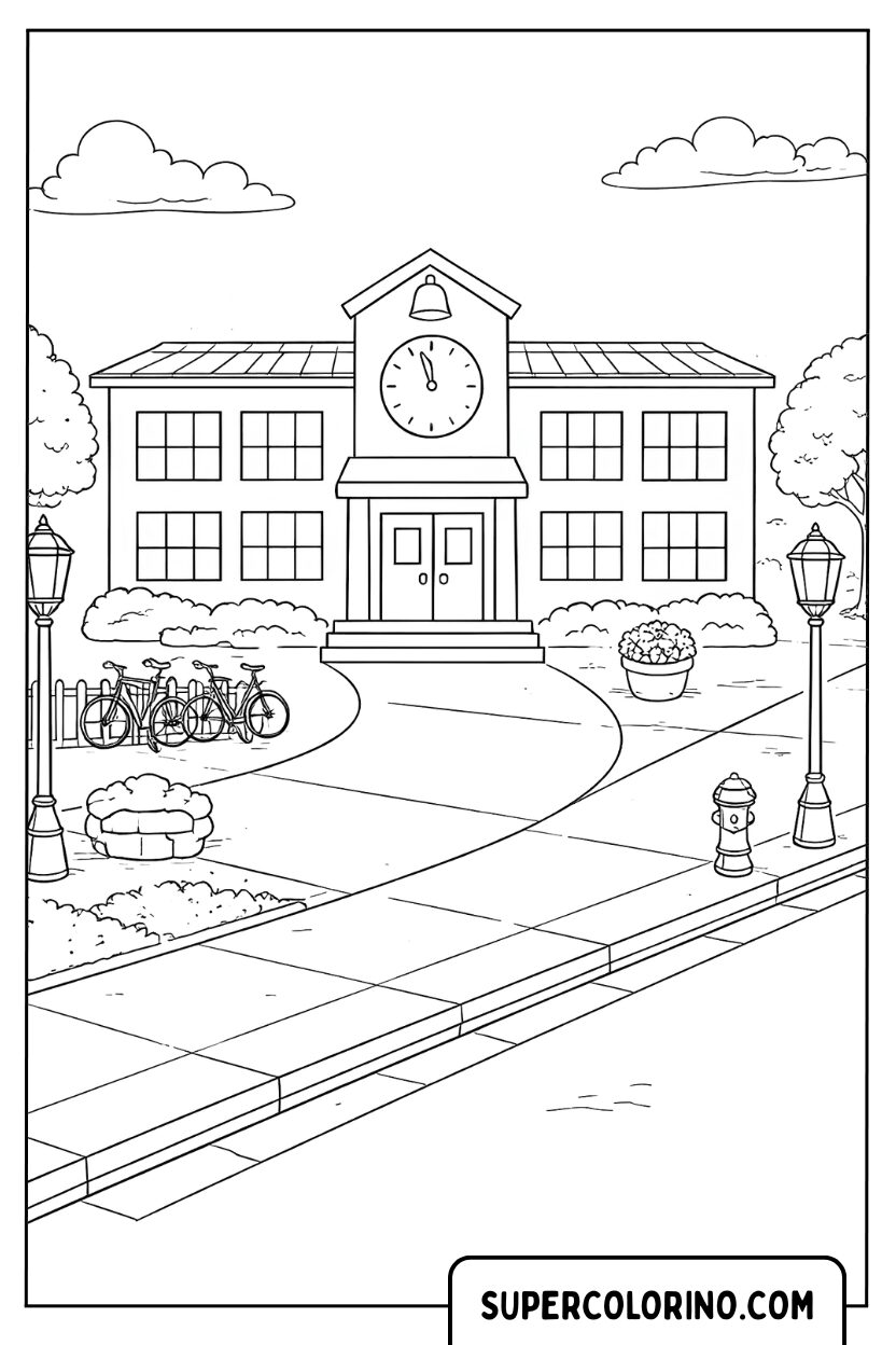 Coloriages pour allée d'école moderne