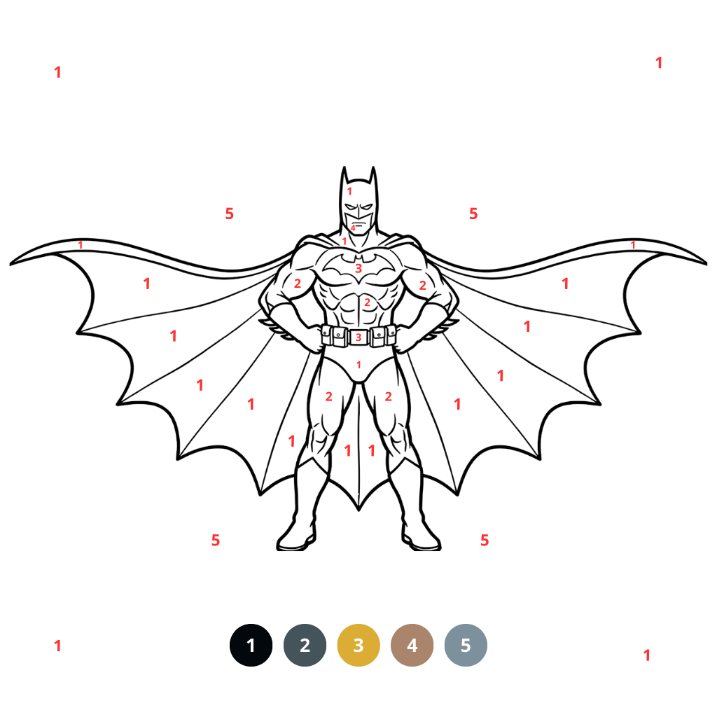 Batman-Malvorlagen nach Zahlen