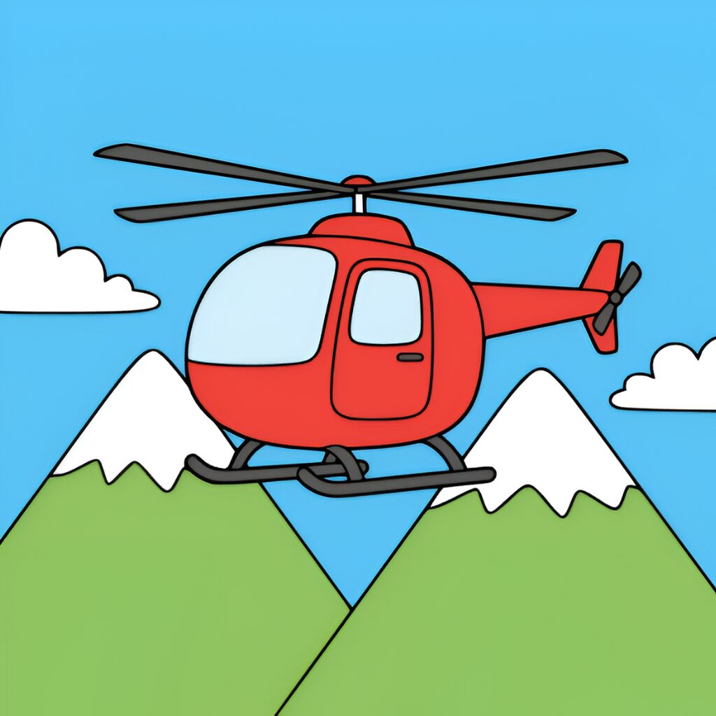 Hubschrauber zum Ausmalen nach Zahlen