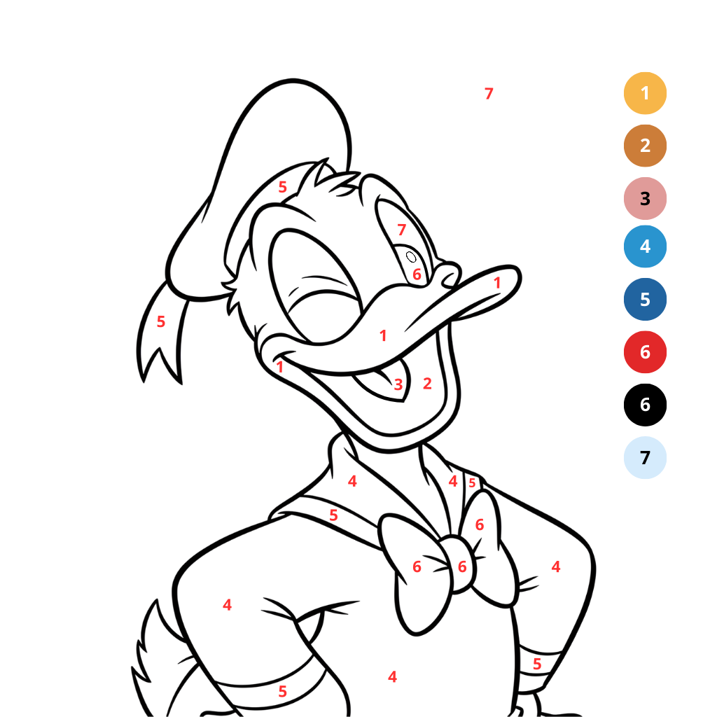 Coloriage par numéros Donald Duck