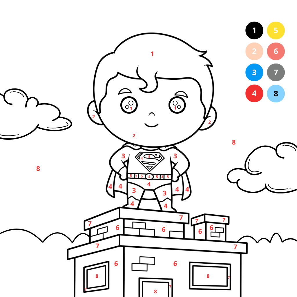 Coloriage par numéros Superman