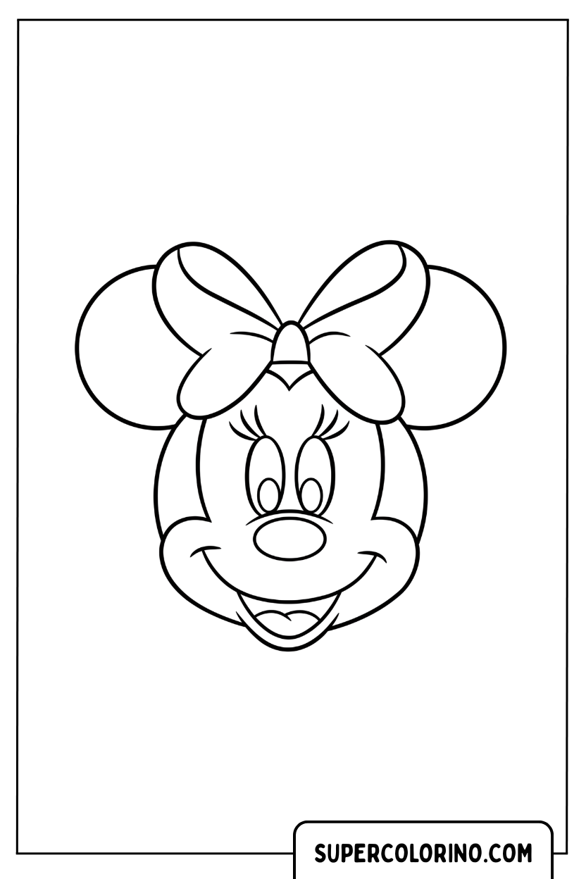 Coloriage - Visage de Minnie Mouse avec un grand noeud